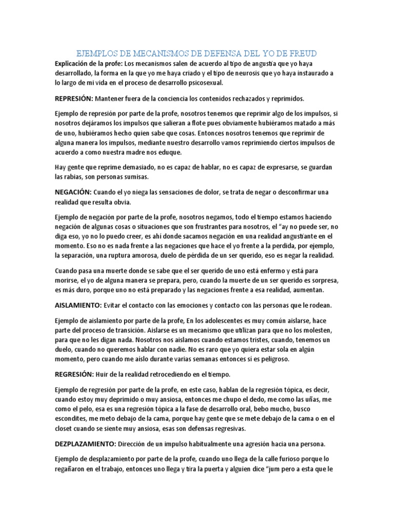 Mecanismos de Defensa del Yo en Freud | PDF | Psiquiatría | Psicoanálisis