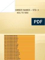 Maths Number Names - STD Ii 401 TO 550