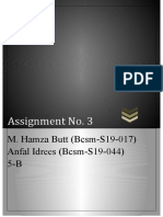 Assignment No. 3: M. Hamza Butt (Bcsm-S19-017) Anfal Idrees (Bcsm-S19-044) 5-B
