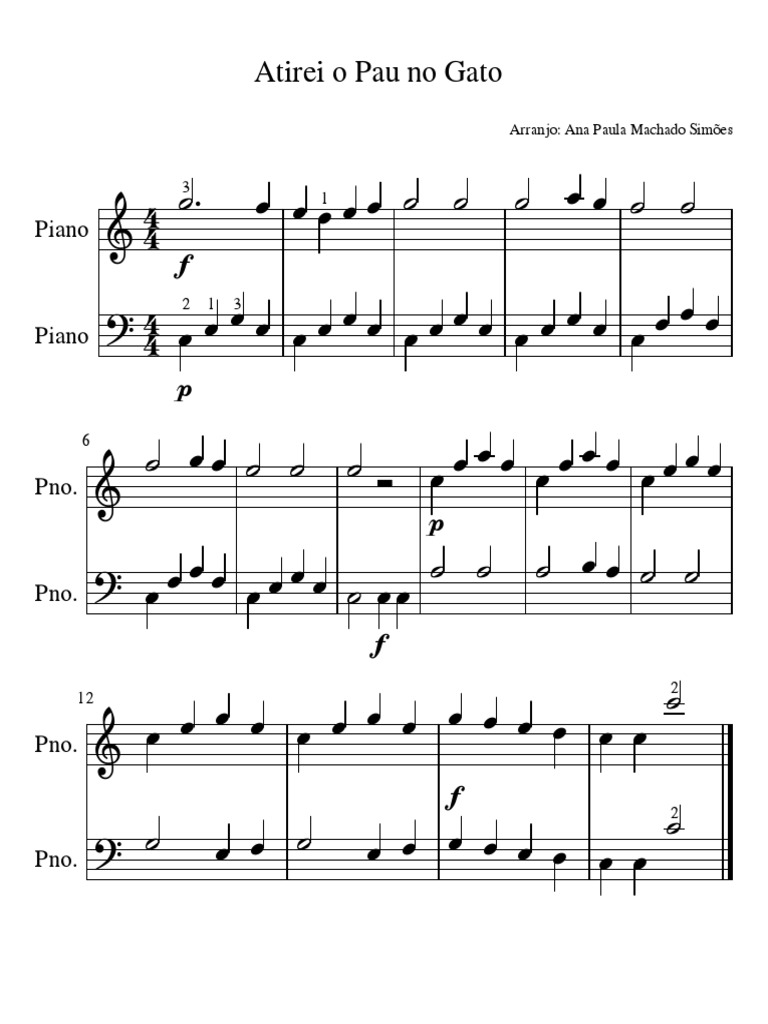 Cifras e Partitura: Atirei o Pau no Gato | PDF