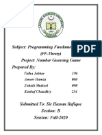 Subject: Programming Fundamentals Project: Number Guessing Game Prepared by