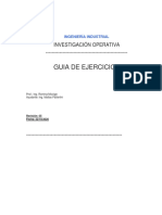 Guía de ejercicios de Investigación Operativa con 11 problemas sin respuesta de modelos de inventario, programación lineal, teoría de colas, redes, PERT/CPM, Markov, teoría de juegos