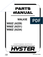 Hyster W65Z (A229) W60Z (A231) W80Z (A234) Walkie Forklift Parts Manual