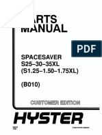 Hyster Spacesaver B010 (S25XL S30XL S35XL) S1.25-1.5-1.75XL Forklift Parts Manual
