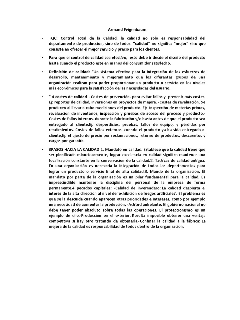 Armand Feigenbaum TQC PDF Gestión de la cadena de suministro