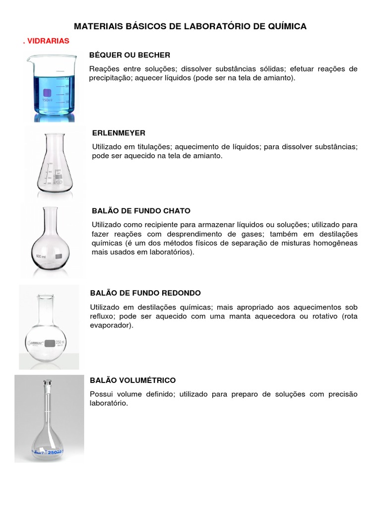 Nomes e Funções de Vidrarias de Laboratório | PDF | Filtragem | Química