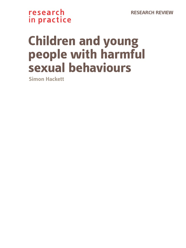 UK Report On Children and Young People With Harmful Sexual Behavior ...