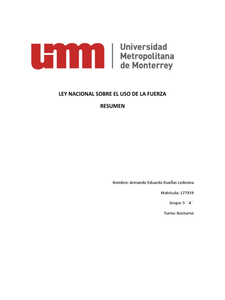 Ley Nacional Sobre El Uso de La Fuerza | PDF | Policía | Institución
