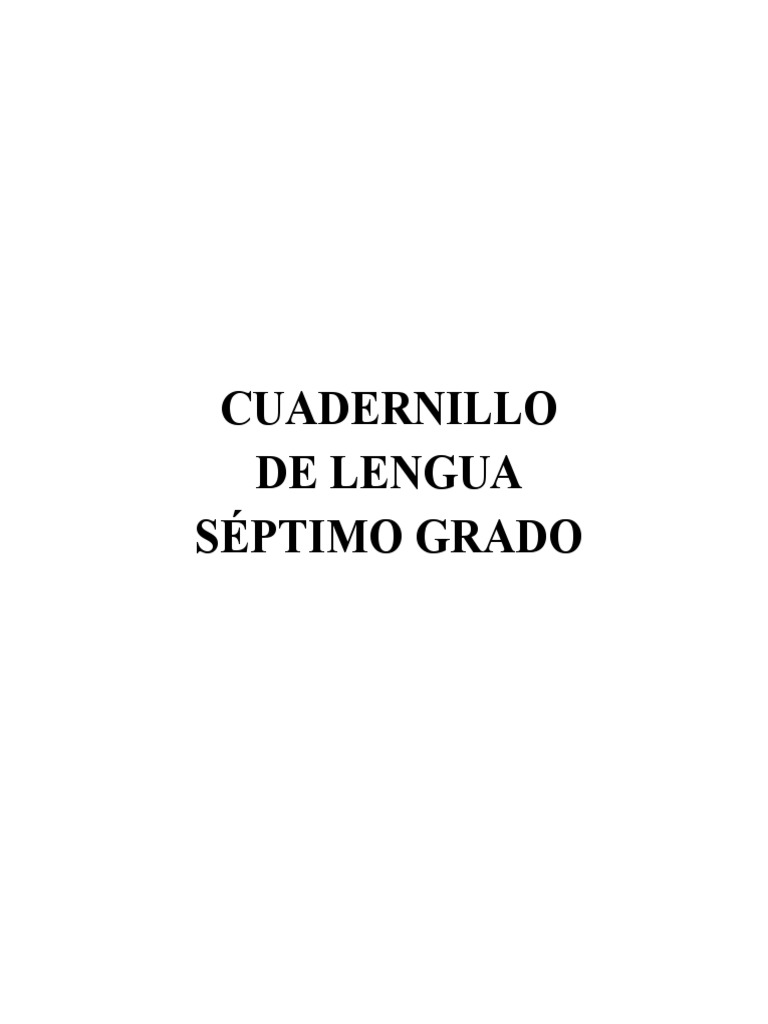 Cuadernillo De Lengua 7mo Grado Pdf Marte Cuentos