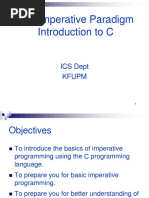 The Imperative Paradigm Introduction To C: ICS Dept Kfupm