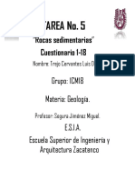 TAREA No.5 ROCAS SEDIMENTARIAS - TREO CERVANTES LUIS DAVID