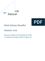 Mark Scheme (Results) Summer 2019: Pearson Edexcel International GCSE in Pakistan Studies (4PA1) Paper 02