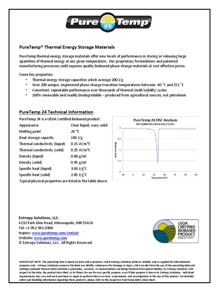 PureTemp 24 Technical Data Sheet | PDF