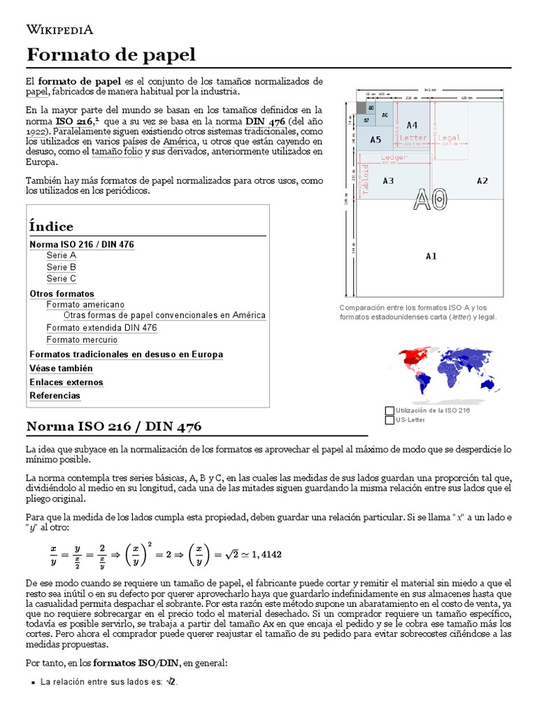 Formato de Papel - Wikipedia, La Enciclopedia Libre | PDF | Diseño de ...