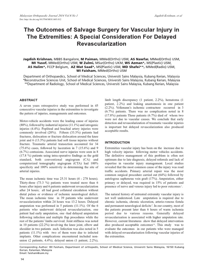 Delayed Revascularization | PDF | Ischemia | Knee