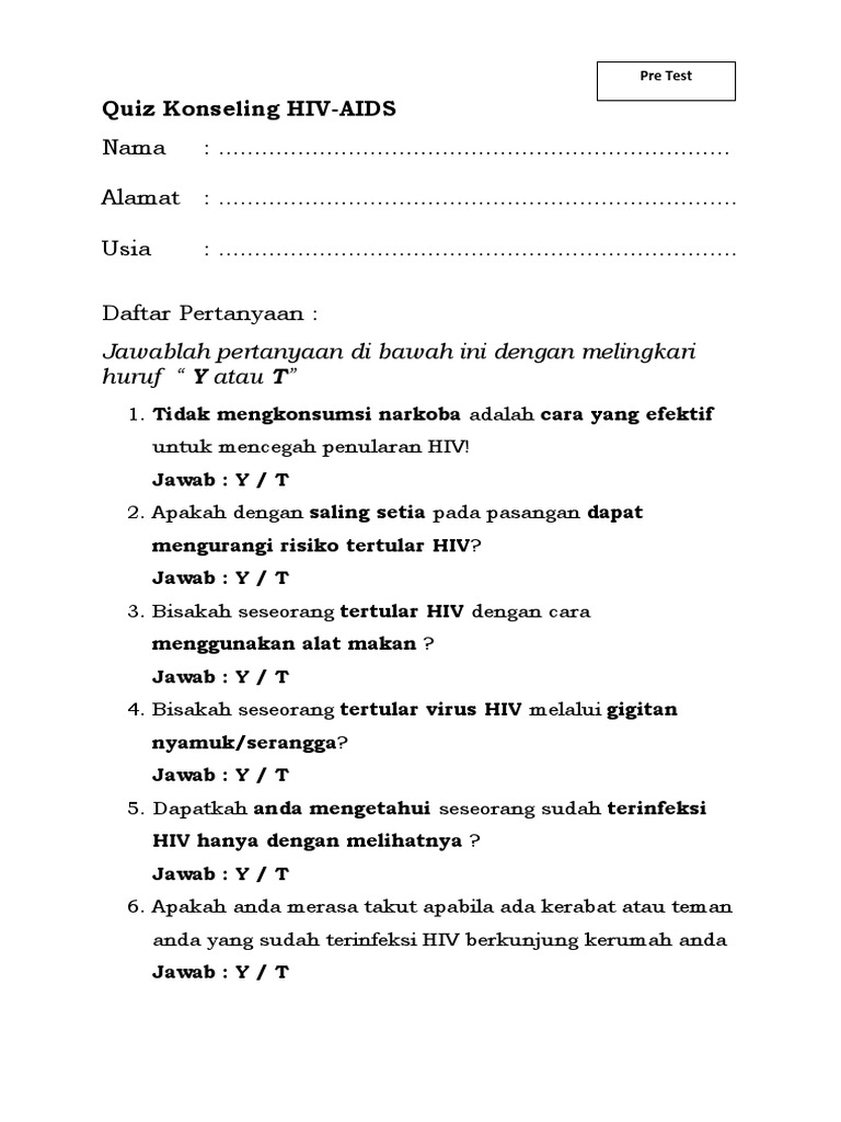 Quiz Konseling HIV-AIDS | PDF