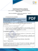 Guía de Actividades y Rúbrica de Evaluación - Unidad 2 - Tarea 2 - Trigonometría