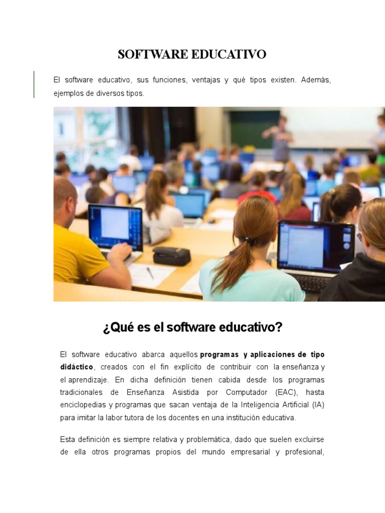 Funciones y ejemplos de software educativo | PDF | Software | Software ...