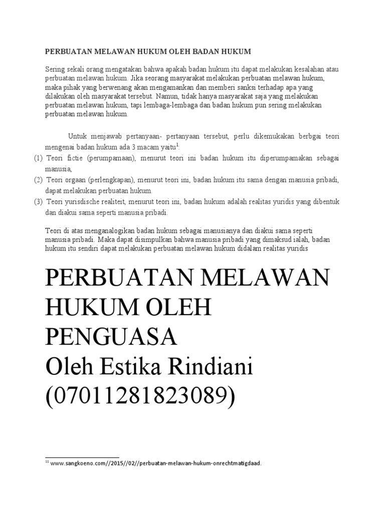 Perbuatan Melawan Hukum Badan Hukum | PDF