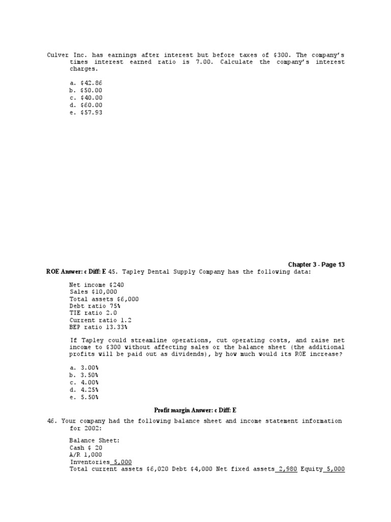 Chapter 3 Page 13 ROE Answer C Diff E 45. Tapley Dental Supply