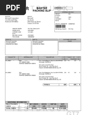 Master Pack Slip