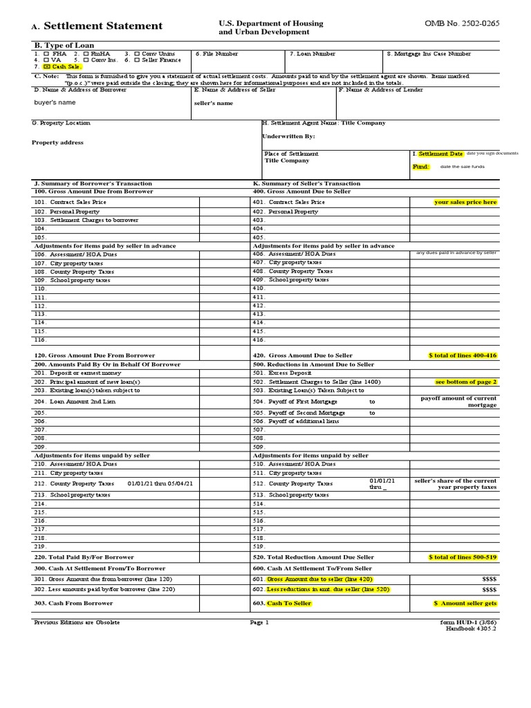 HUD Settlement Statement Overview | PDF | Title Insurance | Loans