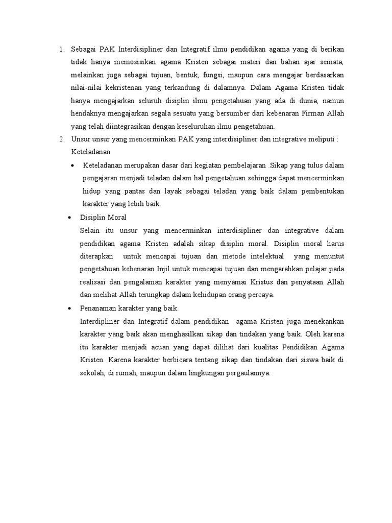 Pak Interdisipliner Dan Integratif | PDF