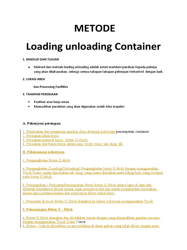 Metode Loading Unloading Container | PDF | Teknologi & Rekayasa