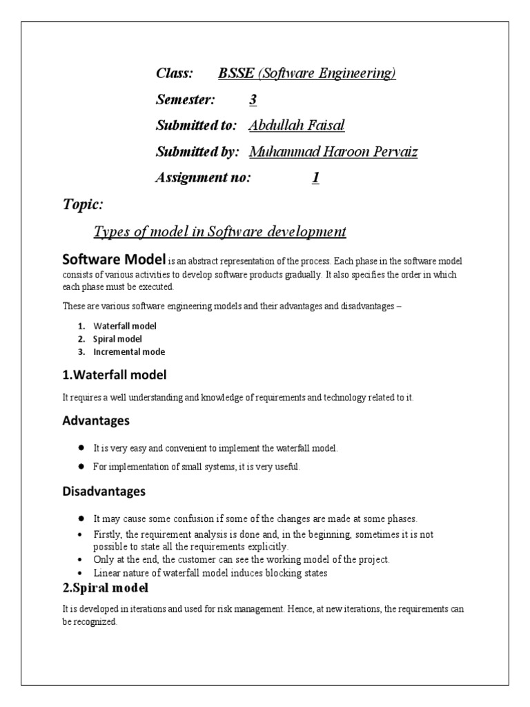 Topic:: Types of Model in Software Development | PDF | Software ...