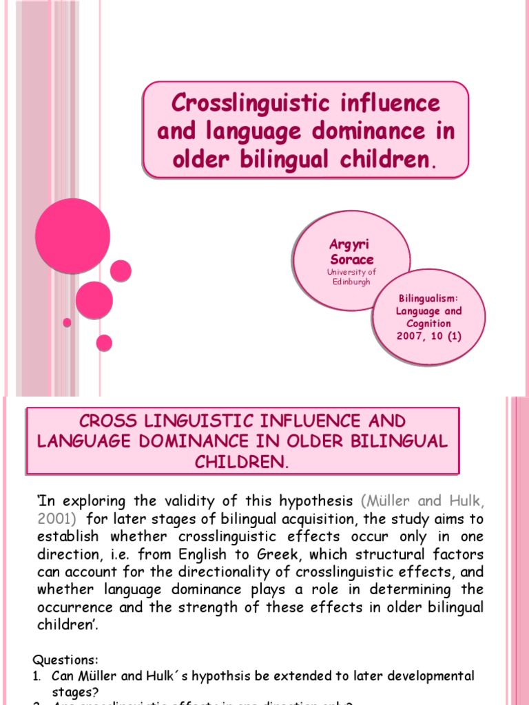 Crosslinguistic Influence in Bilingual Kids | PDF | Communication ...
