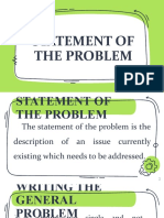 Statement of The Problem