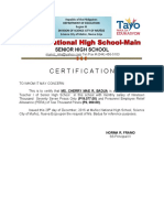 Certificate of Employment - Senior High School