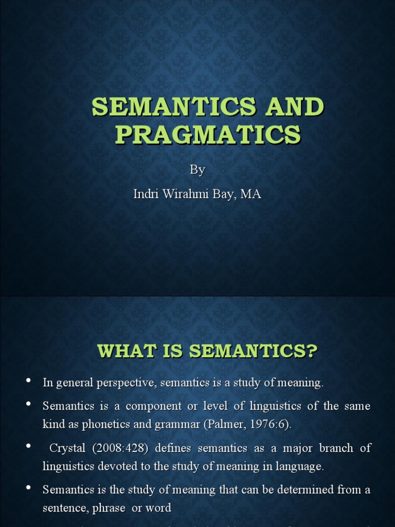 Semantics and Pragmatics | Download Free PDF | Semantics | Word