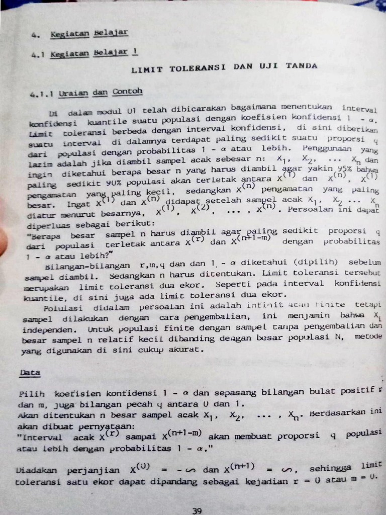 Limit Toleransi Dan Uji Tanda | PDF