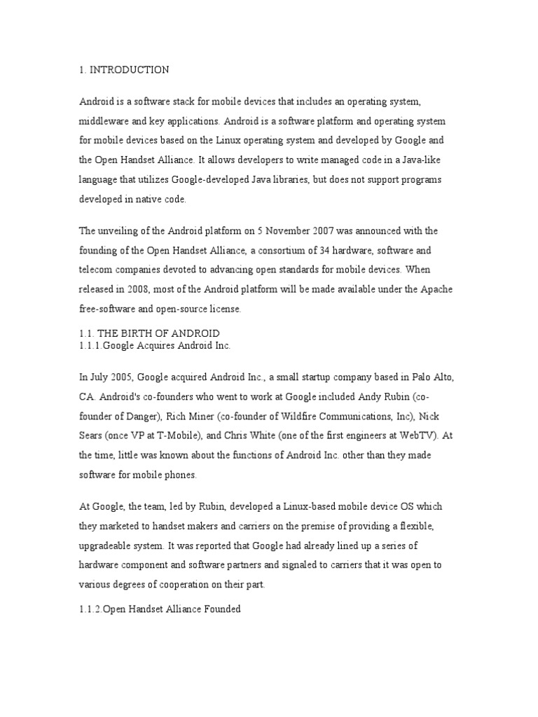 Android Seminar Report | PDF | Android (Operating System) | Java ...
