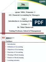 Program: MBA, Trimester-I: 102: Financial Accounting For Managers Unit 1