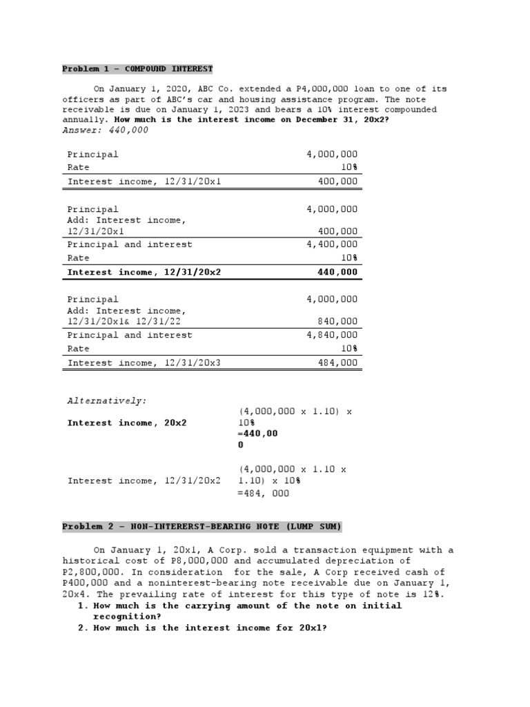 Problems On Noninterest Bearing Notes | PDF | Historical Cost | Interest