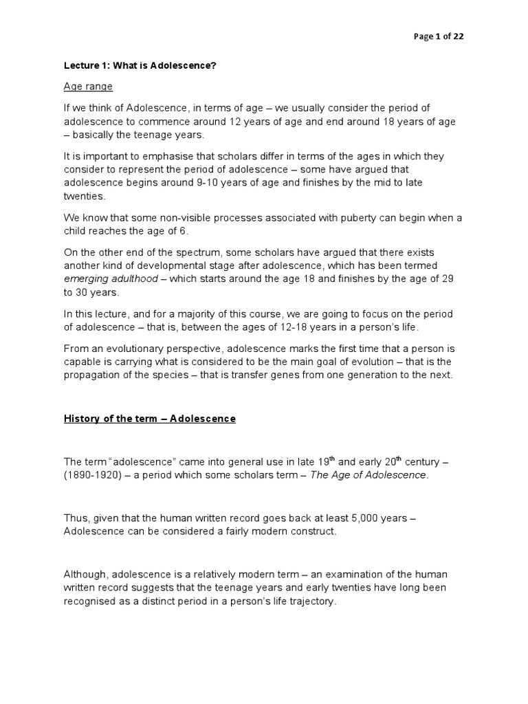 Lecture 1 Notes - What Is Adolescence | PDF | Executive Functions ...