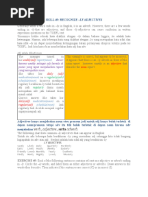 Verb, Adjective, Serta Adverb.: Skill 49: Recognize - Ly Adjectives