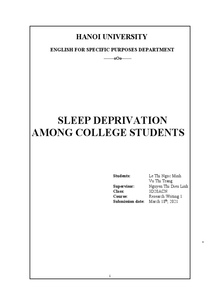 sleep deprivation among college students research paper