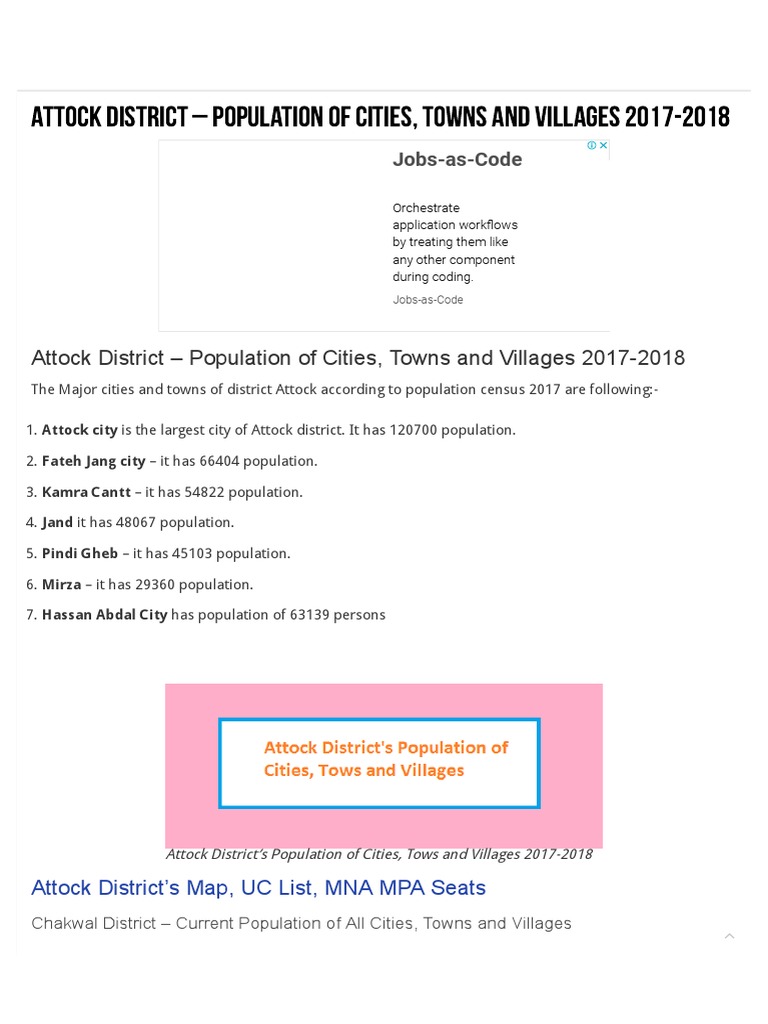 Attock District Population Overview 2017 | PDF