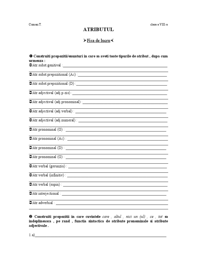 Fisa Atributul | PDF
