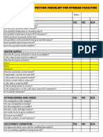 Fire Prevention Checklist for Storage Warehouse