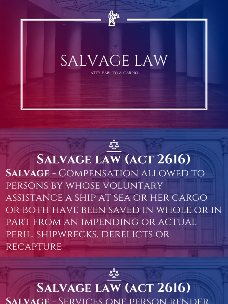 Week 16 Salvage Law PDF Marine Salvage Private Law