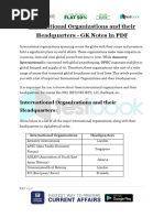 International Organizations and Their Headquarters - GK Notes in PDF