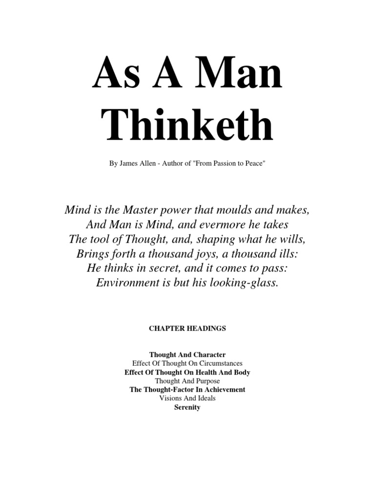 As A Man Thinketh: Understanding How Our Thoughts Shape Our Character,  Circumstances and Destiny, PDF, Virtue