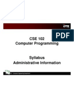 CSE 102 Computer Programming: Bilgisayar Mühendisliği Bölümü