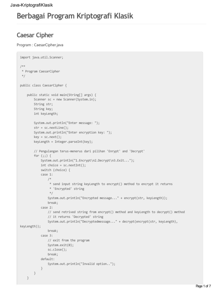 Java Cryptography Programs | PDF | String (Computer Science) | Ascii