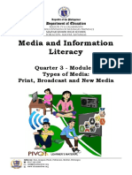 Media and Information Literacy: Quarter 3 - Module 3 Types of Media: Print, Broadcast and New Media