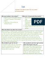 Write A Police Statement From Martin About The Car Accident Using The Writing Frame Provided